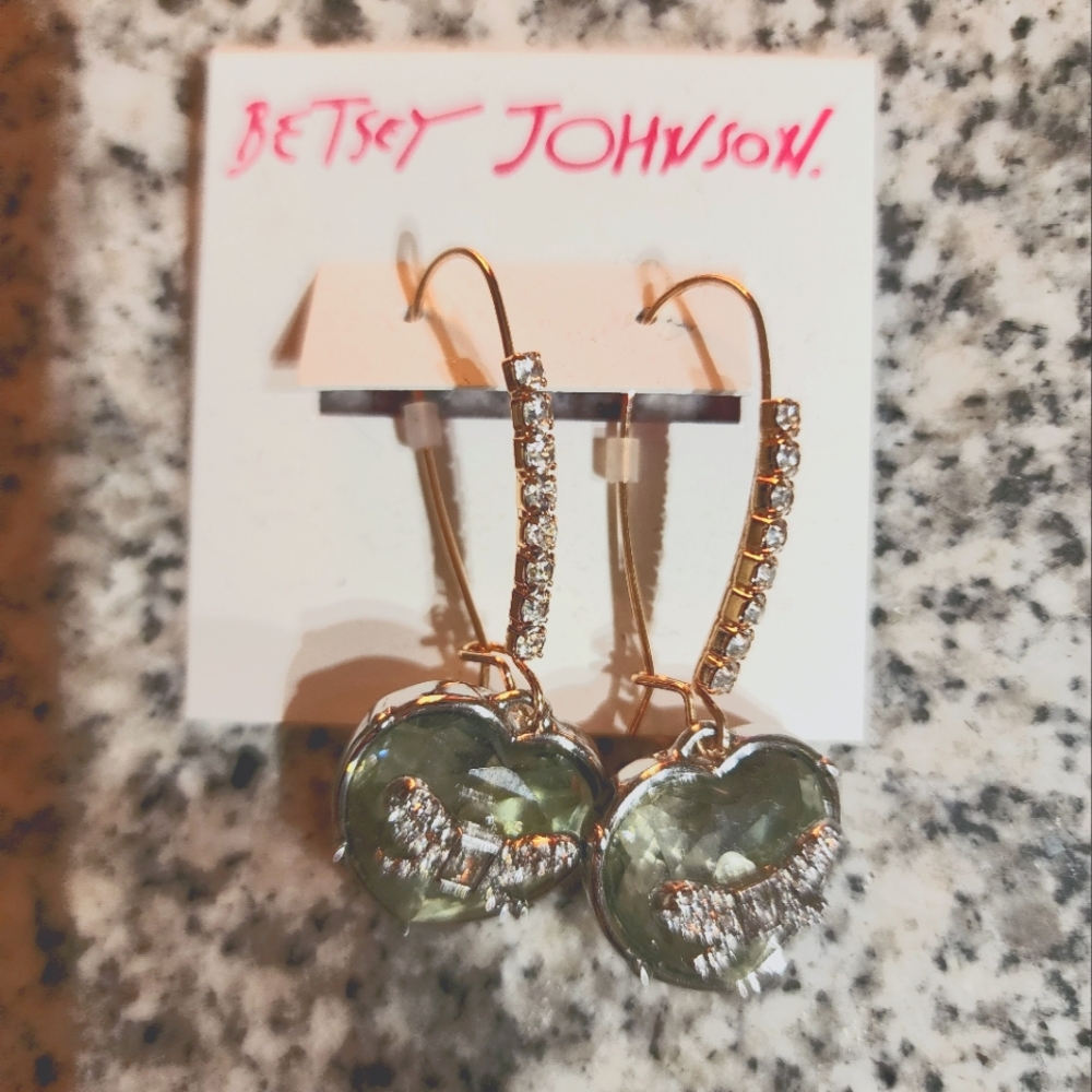 SOLD!! Betsey Johnson Heart Teardrop Earrings